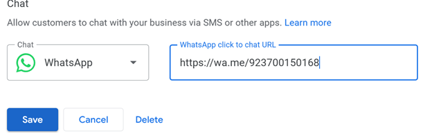 Add your whatsapp number to google whatsapp profile