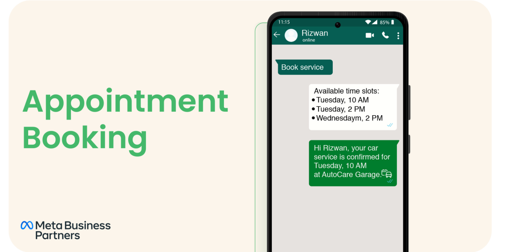 appointment booking from whatsapp api