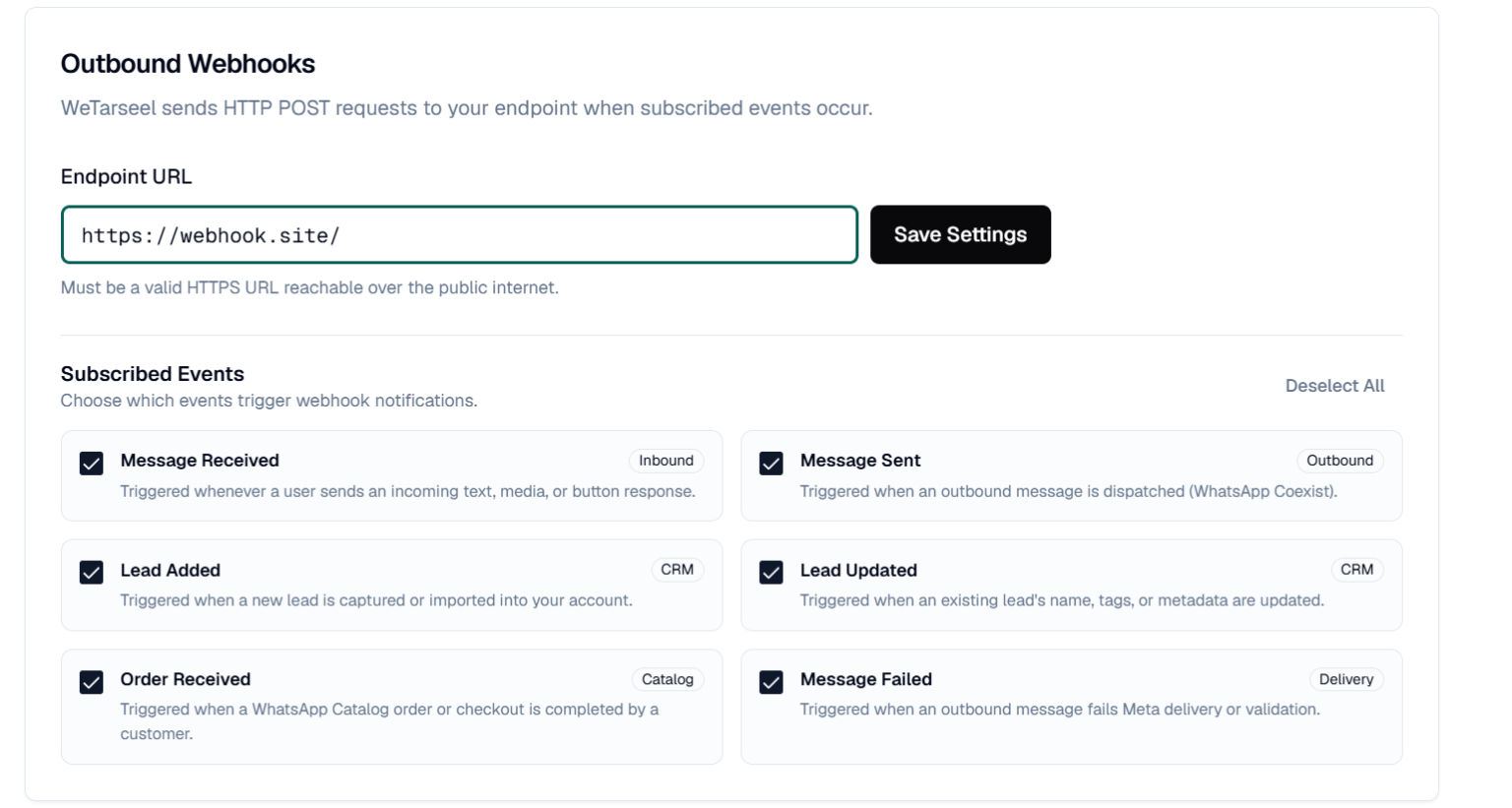 API reference webhook